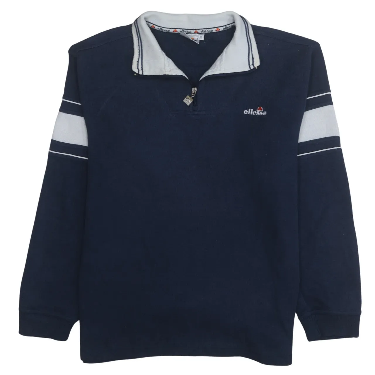 Ellesse 90's Lightweight Quarter Zip Sweatshirt Medium Navy Blue sold by Vintage Club
