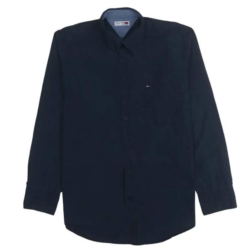 Tommy Hilfiger 90's Long Sleeve Button Up Shirt Large Navy Blue sold by Vintage Club