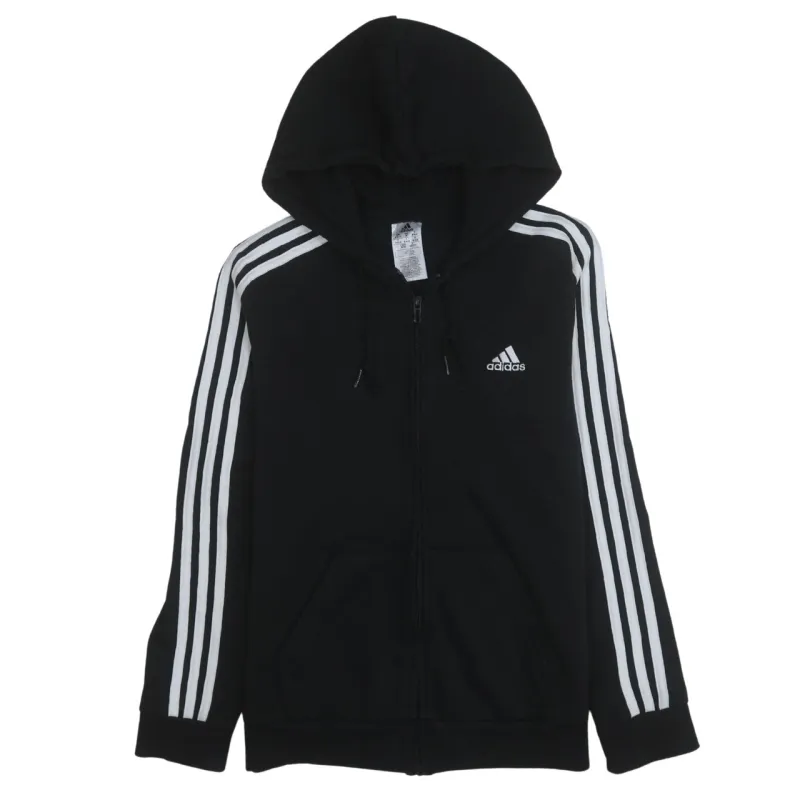 Adidas 90's Striped Sleeve Full Zip Up Hoodie Medium Black sold by Vintage Club