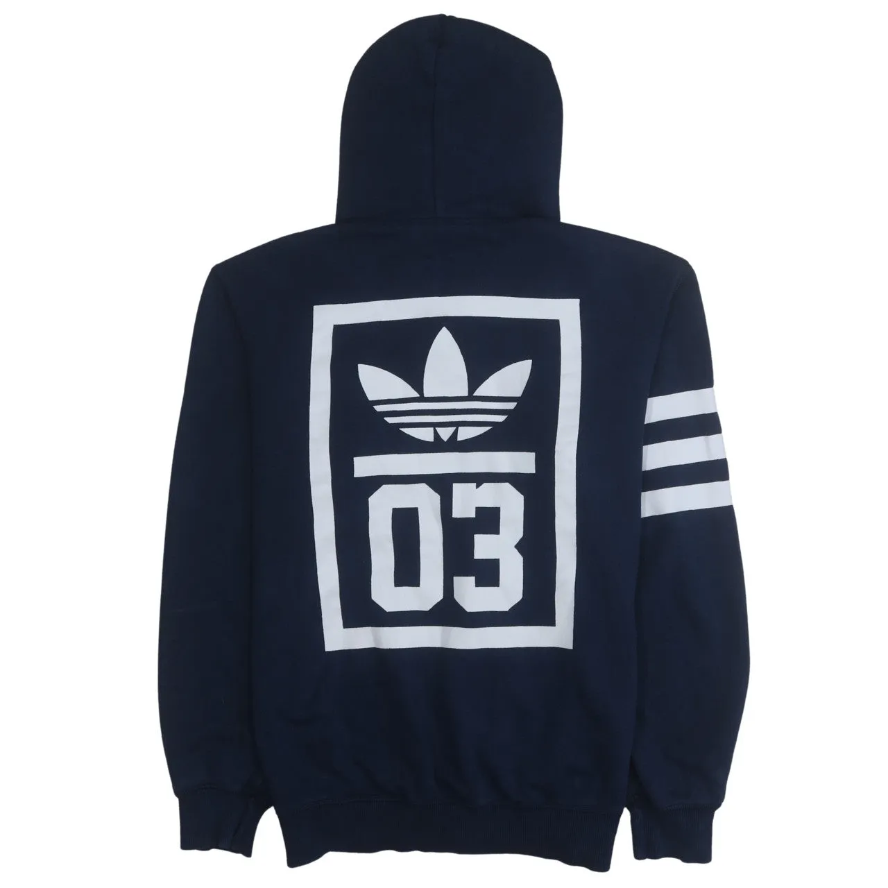 Adidas 90's Drawstring Pockets Full Zip Up Hoodie Medium Navy Blue sold by Vintage Club product image thumbnail 2