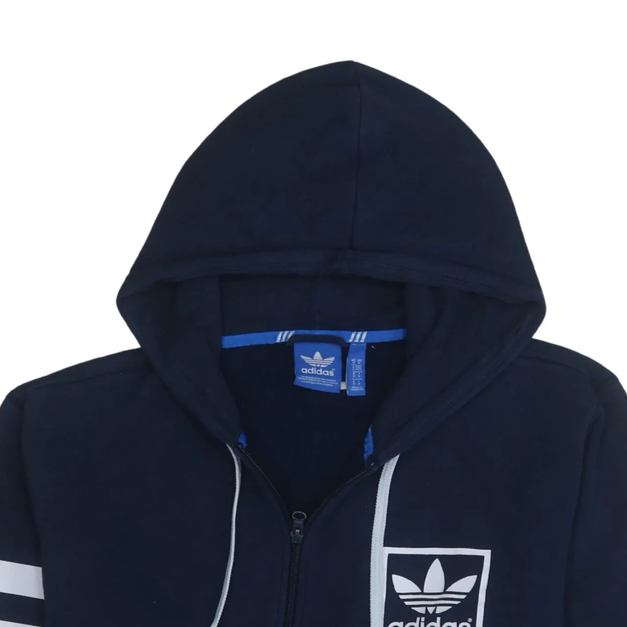 Adidas 90's Drawstring Pockets Full Zip Up Hoodie Medium Navy Blue sold by Vintage Club product image thumbnail 3