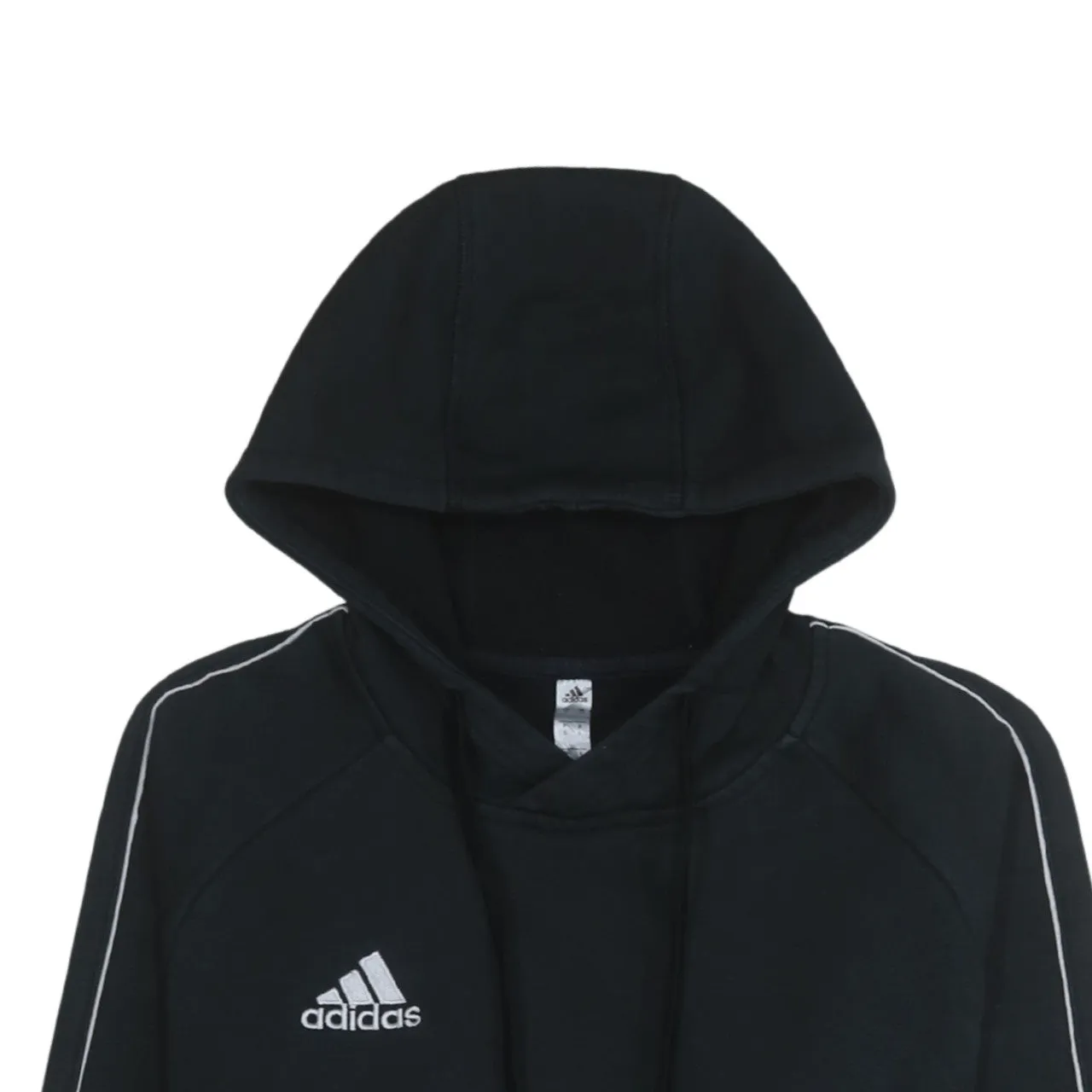 Adidas 90's Drawstring Pockets Pullover Hoodie Small Black sold by Vintage Club product image thumbnail 3