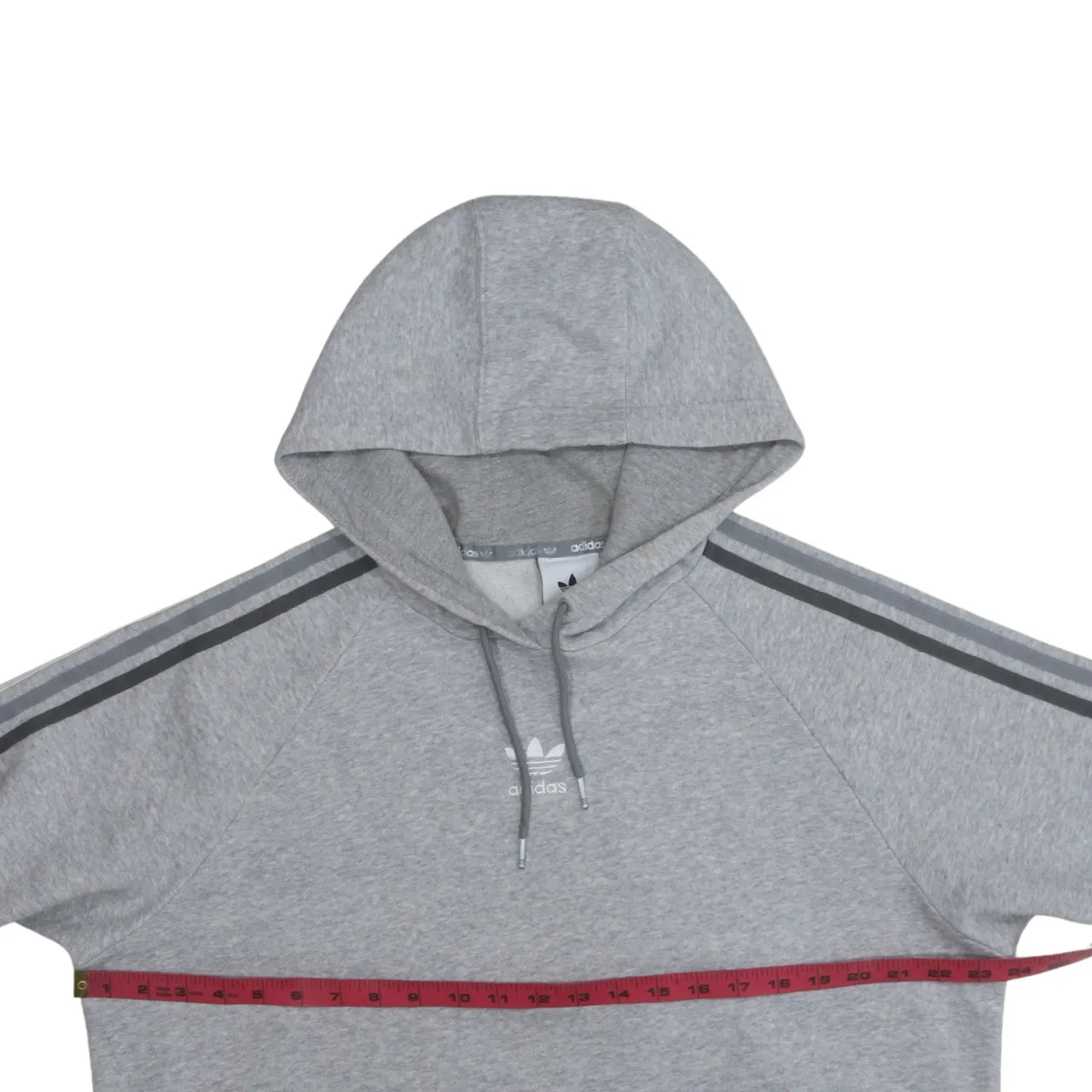 Adidas 90's Striped Sleeve Pullover Hoodie Large Grey sold by Vintage Club product image thumbnail 5