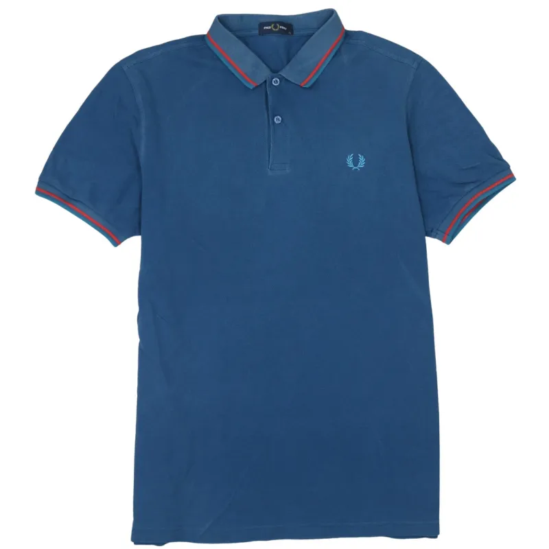 FRED PERRY 90's Short Sleeves Quarter Button Polo Shirt XLarge Blue sold by Vintage Club
