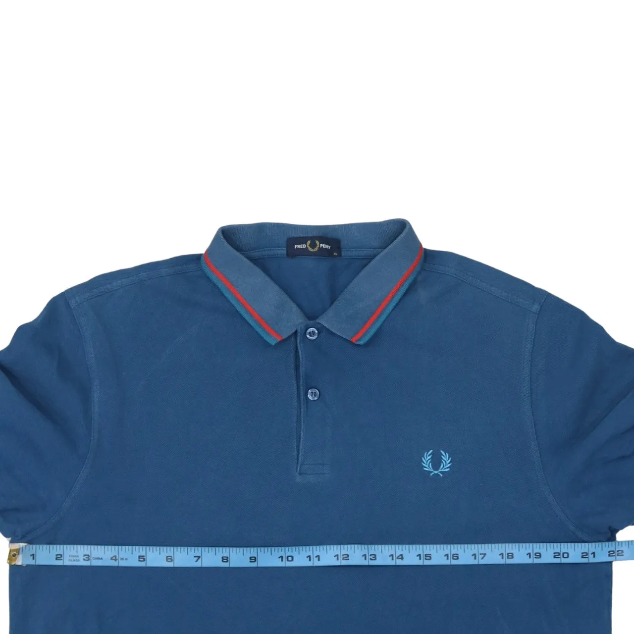 FRED PERRY 90's Short Sleeves Quarter Button Polo Shirt XLarge Blue sold by Vintage Club product image thumbnail 5