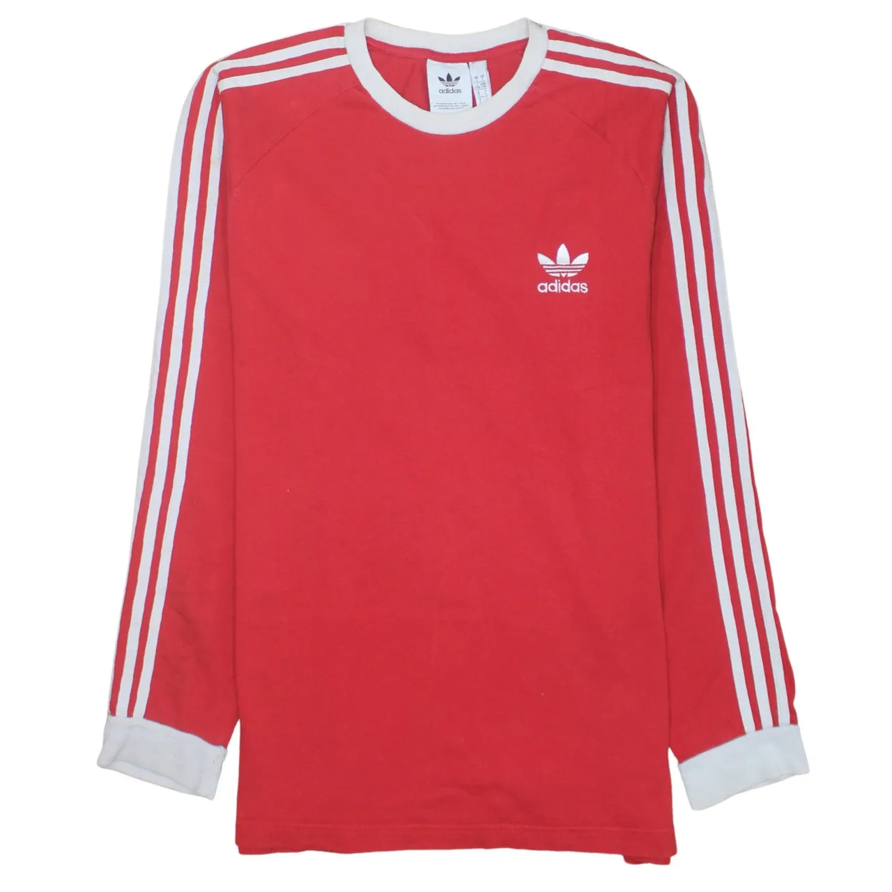 Adidas 90's Striped Sleeve Crew Neck Sweatshirt Large Red sold by Vintage Club