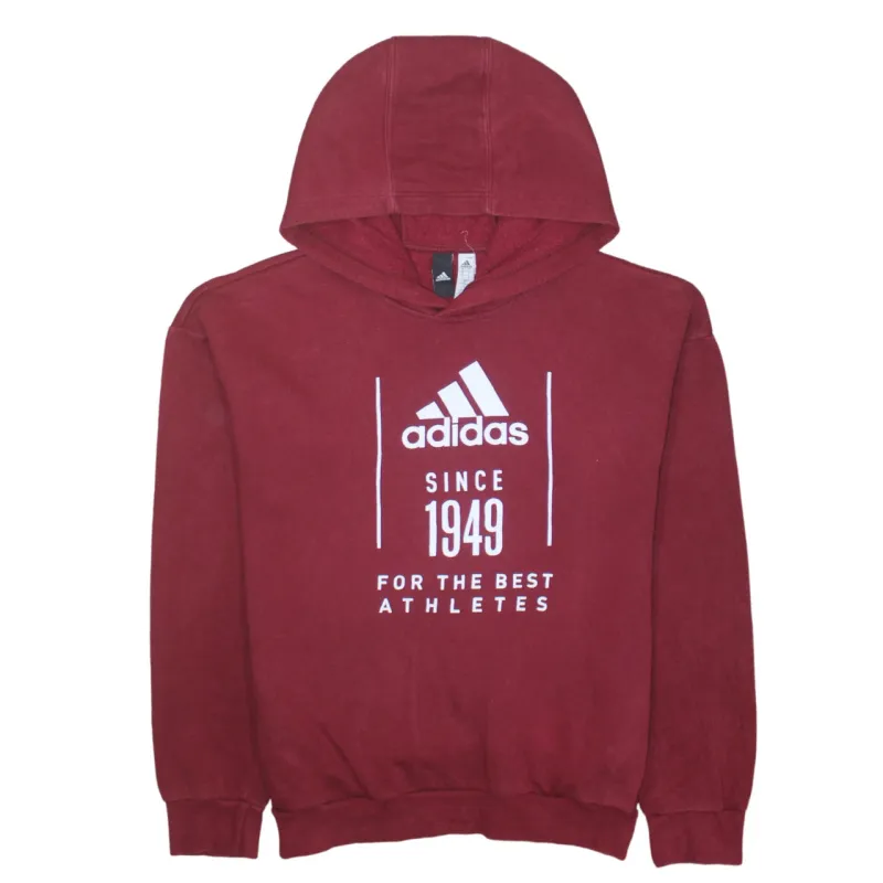 Adidas 90's Spellout Pullover Hoodie Small Burgundy Red sold by Vintage Club