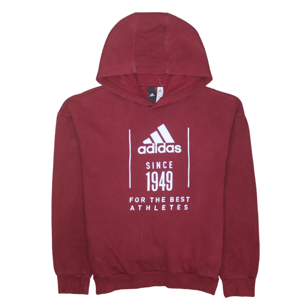 Adidas 90's Spellout Pullover Hoodie Small Burgundy Red sold by Vintage Club