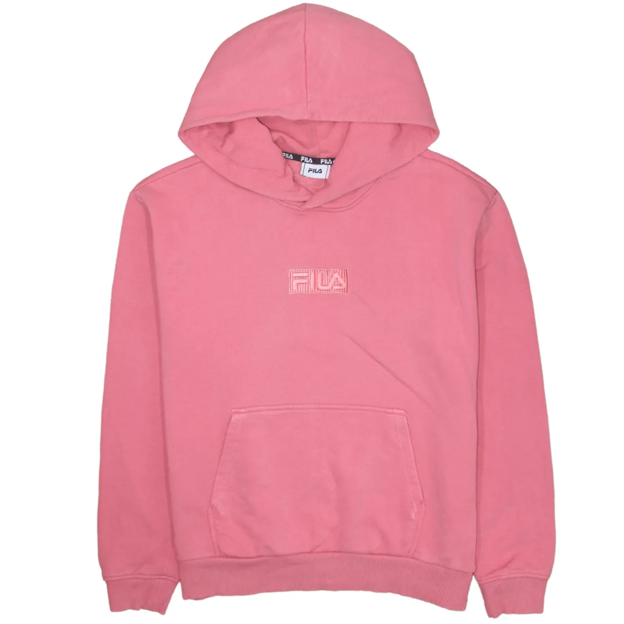 Fila 90's Drawstring Pockets Pullover Hoodie Large Pink sold by Vintage Club