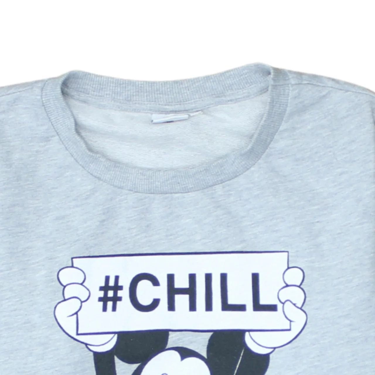 Disney Grey Sweatshirt Women's Medium Printed Mickey Mouse Chill Graphic Pullover Top sold by Vintage Club product image thumbnail 3