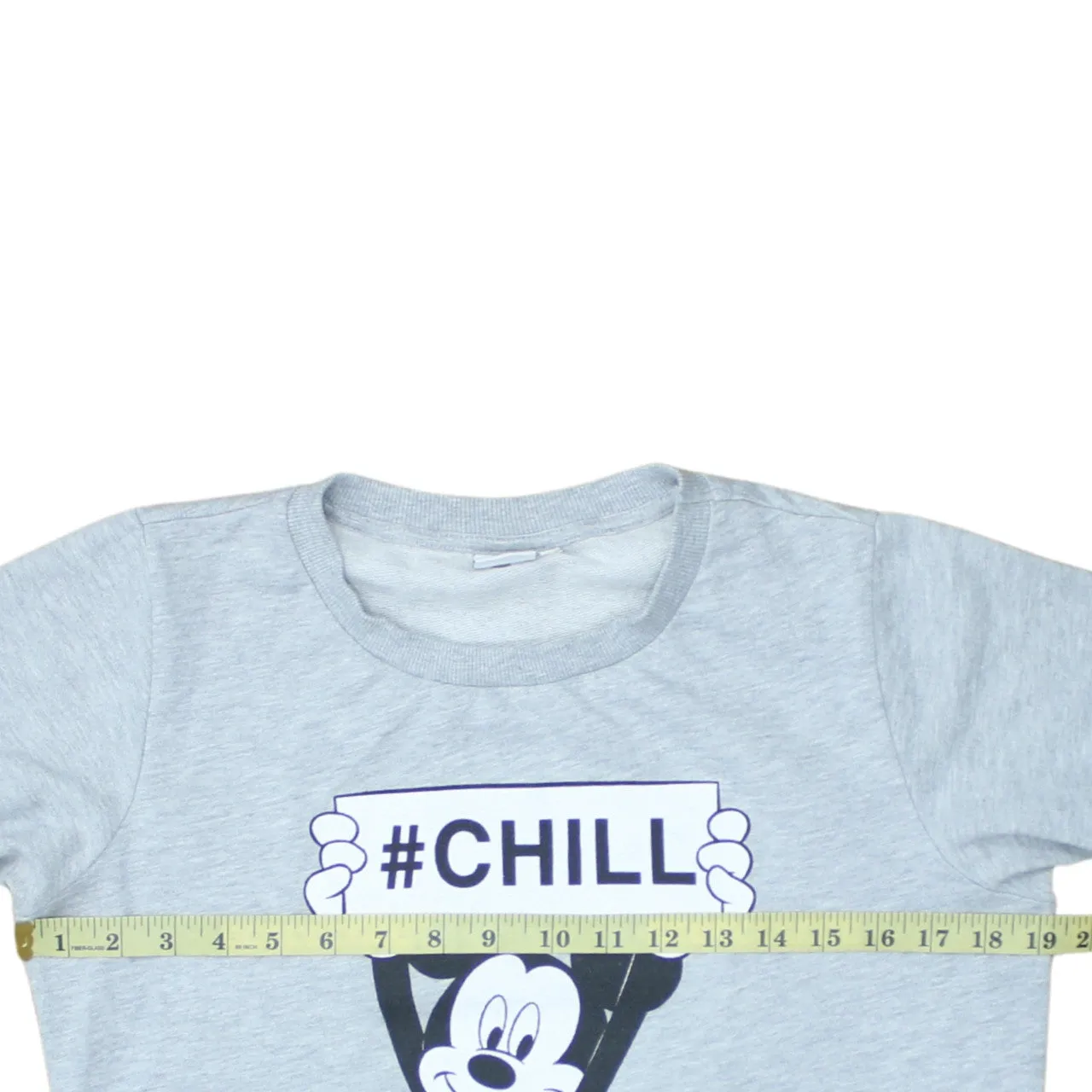 Disney Grey Sweatshirt Women's Medium Printed Mickey Mouse Chill Graphic Pullover Top sold by Vintage Club product image thumbnail 5