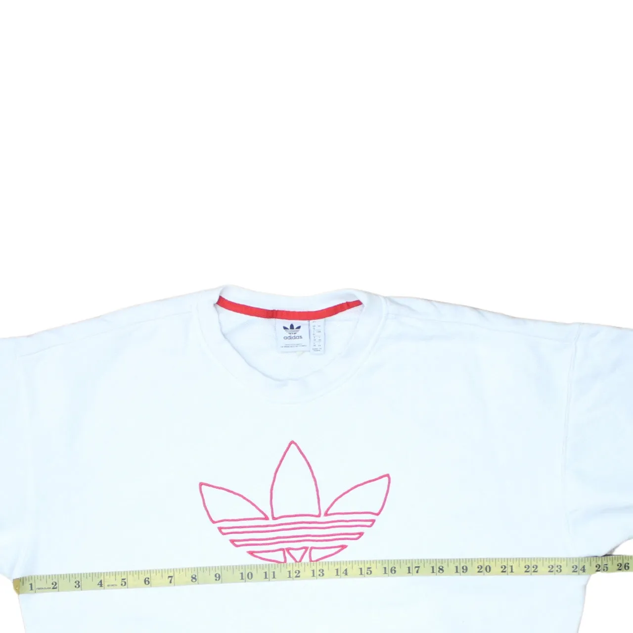 Adidas White Sweatshirt Women's Large Pink Trefoil Embroidered Logo Crewneck Pullover Top sold by Vintage Club product image thumbnail 5