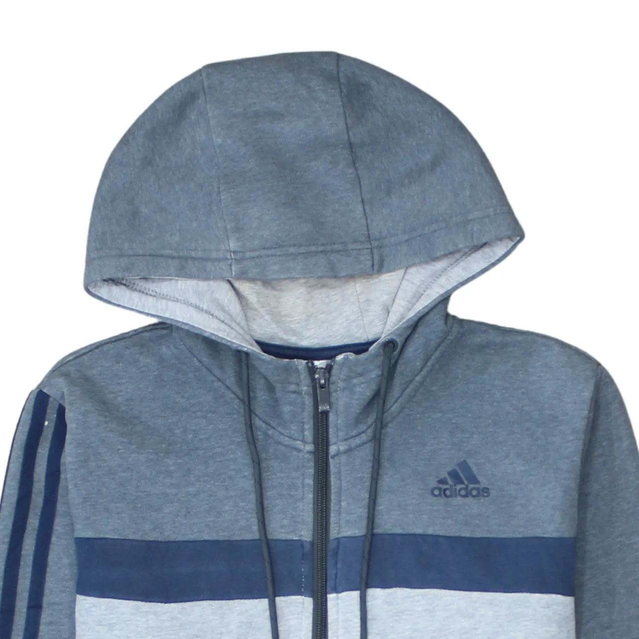 Adidas 90's Drawstring Pockets Full Zip Up Hoodie Medium Grey sold by Vintage Club product image thumbnail 3