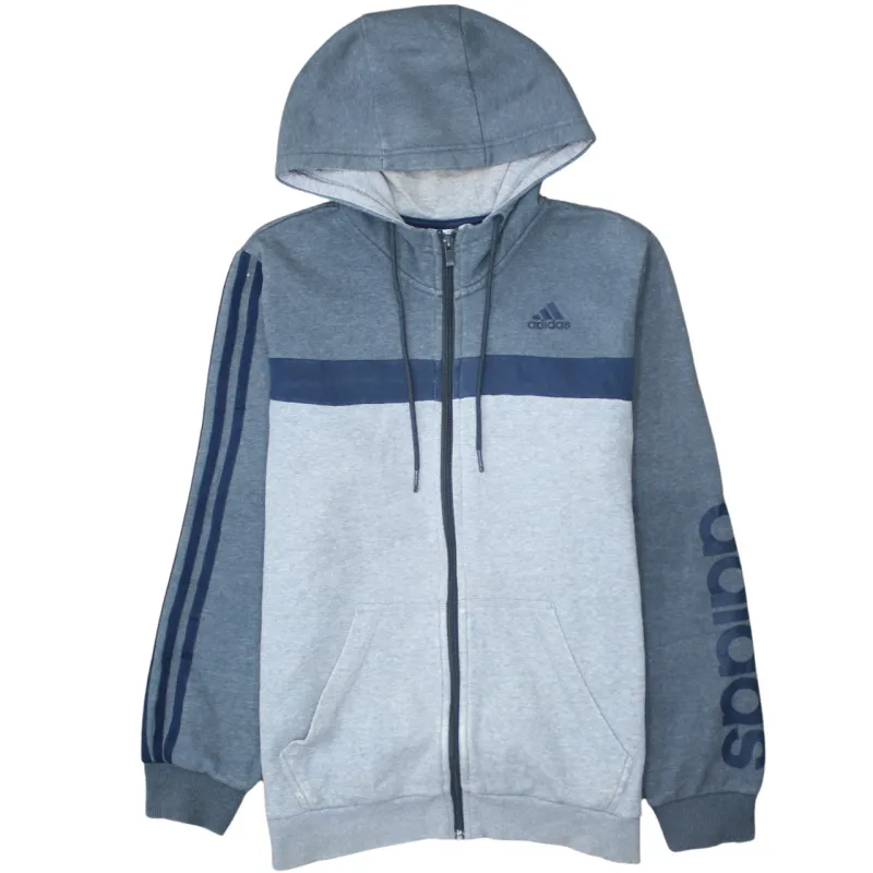 Adidas 90's Drawstring Pockets Full Zip Up Hoodie Medium Grey sold by Vintage Club