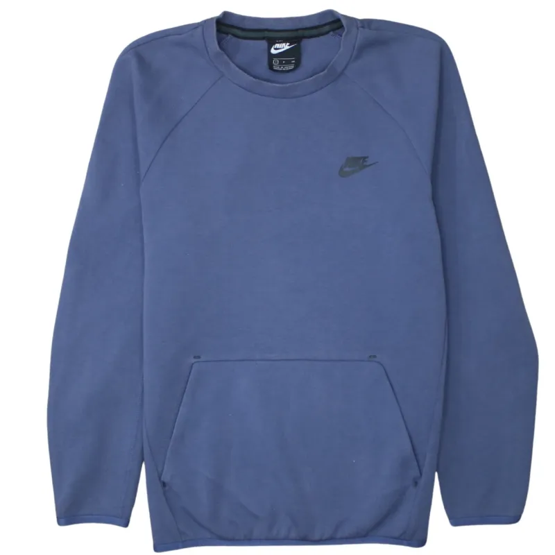 Nike Navy Blue Sweatshirt Men's Small Embroidered Swoosh Front Pocket Crewneck Pullover made by Nike