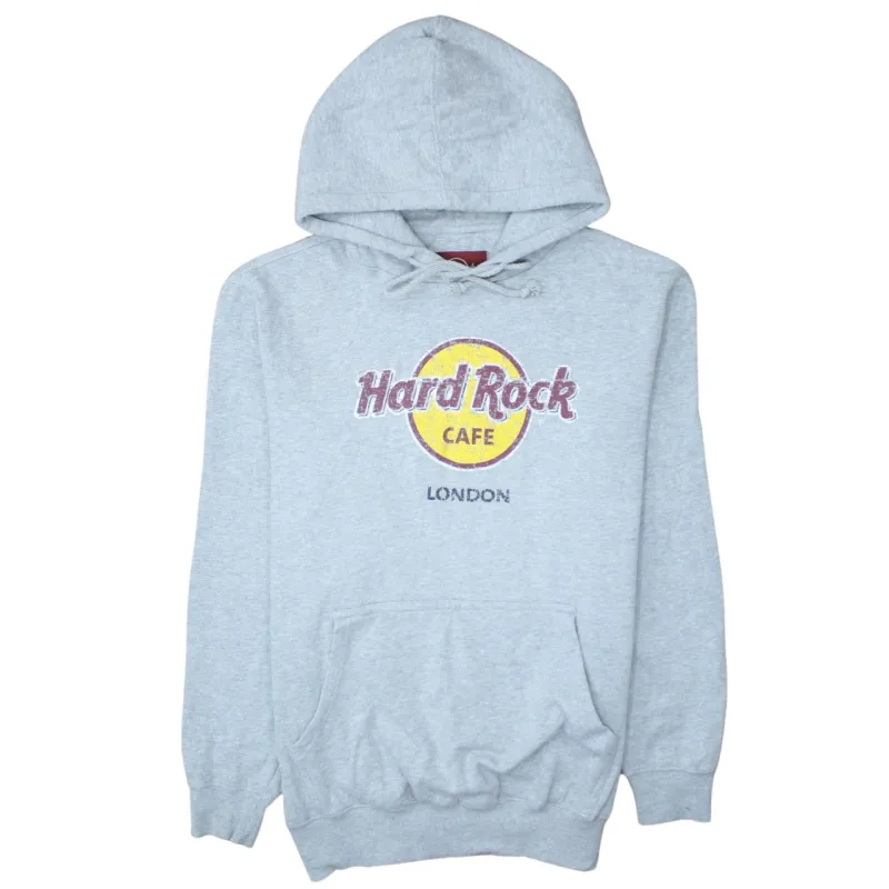 Hard Rock Cafe Grey Hoodie Women's Large Printed London Logo Front Pocket Pullover Sweatshirt sold by Vintage Club