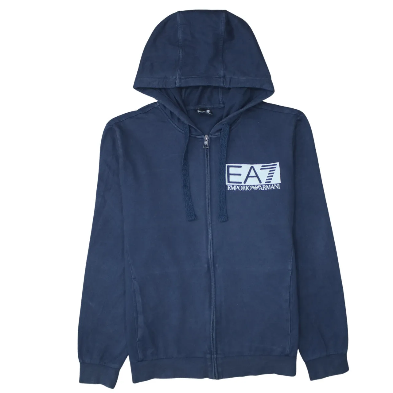 Emporio Armani 90's Lightweight Full Zip Up Hoodie Large Navy Blue sold by Vintage Club