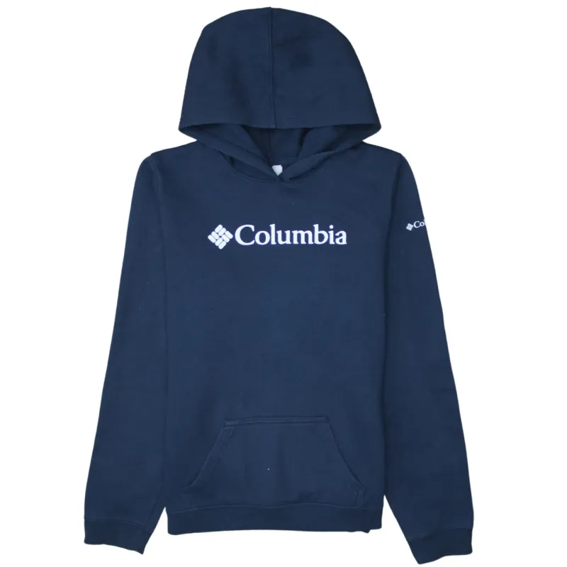 Columbia 90's Spellout Pullover Hoodie XLarge Navy Blue made by Columbia