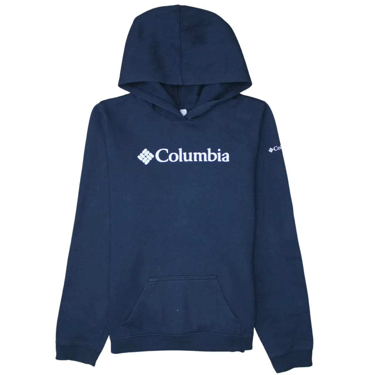 Columbia 90's Spellout Pullover Hoodie XLarge Navy Blue sold by Vintage Club