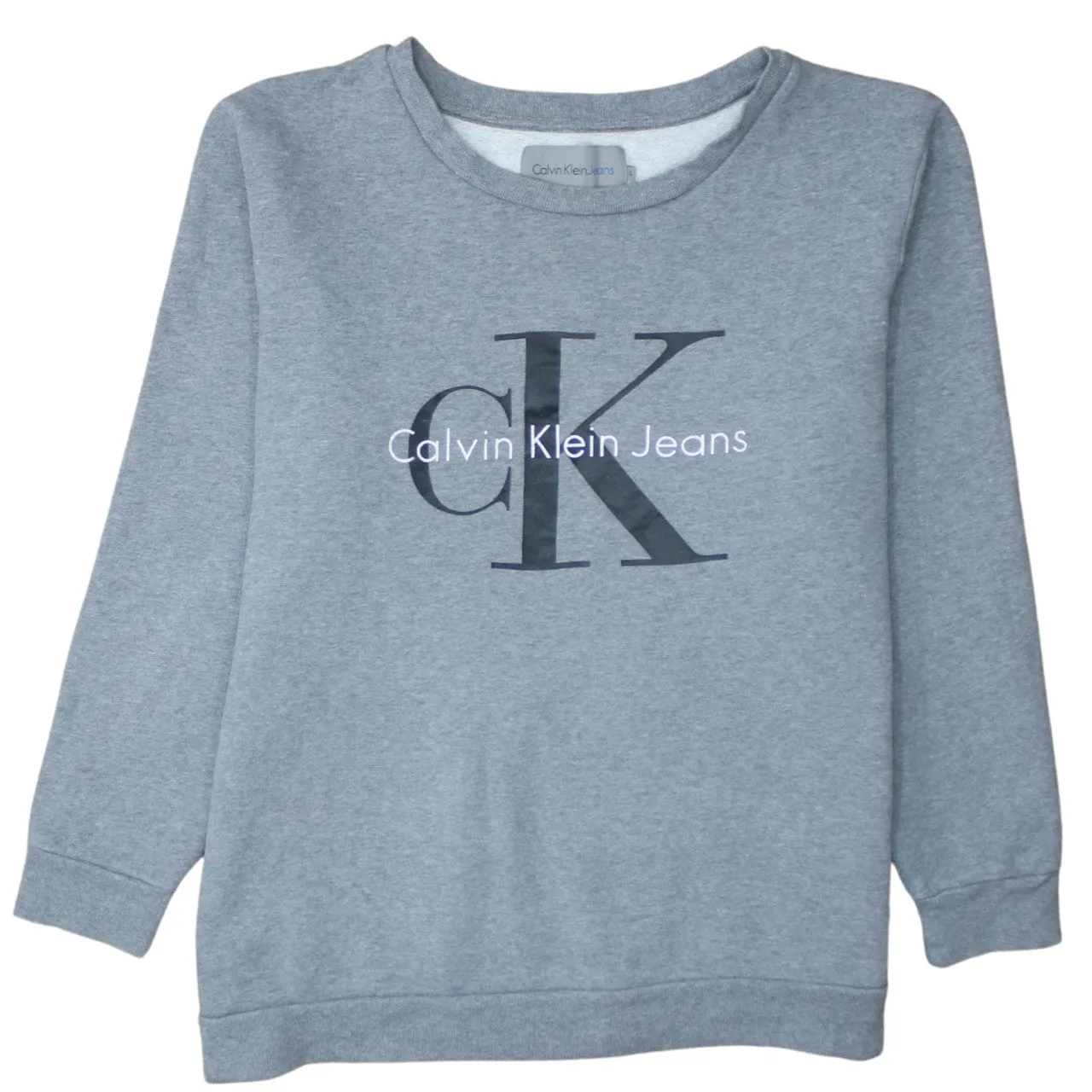 Calvin Klein 90's Spellout Crew Neck Sweatshirt Large Grey sold by Vintage Club