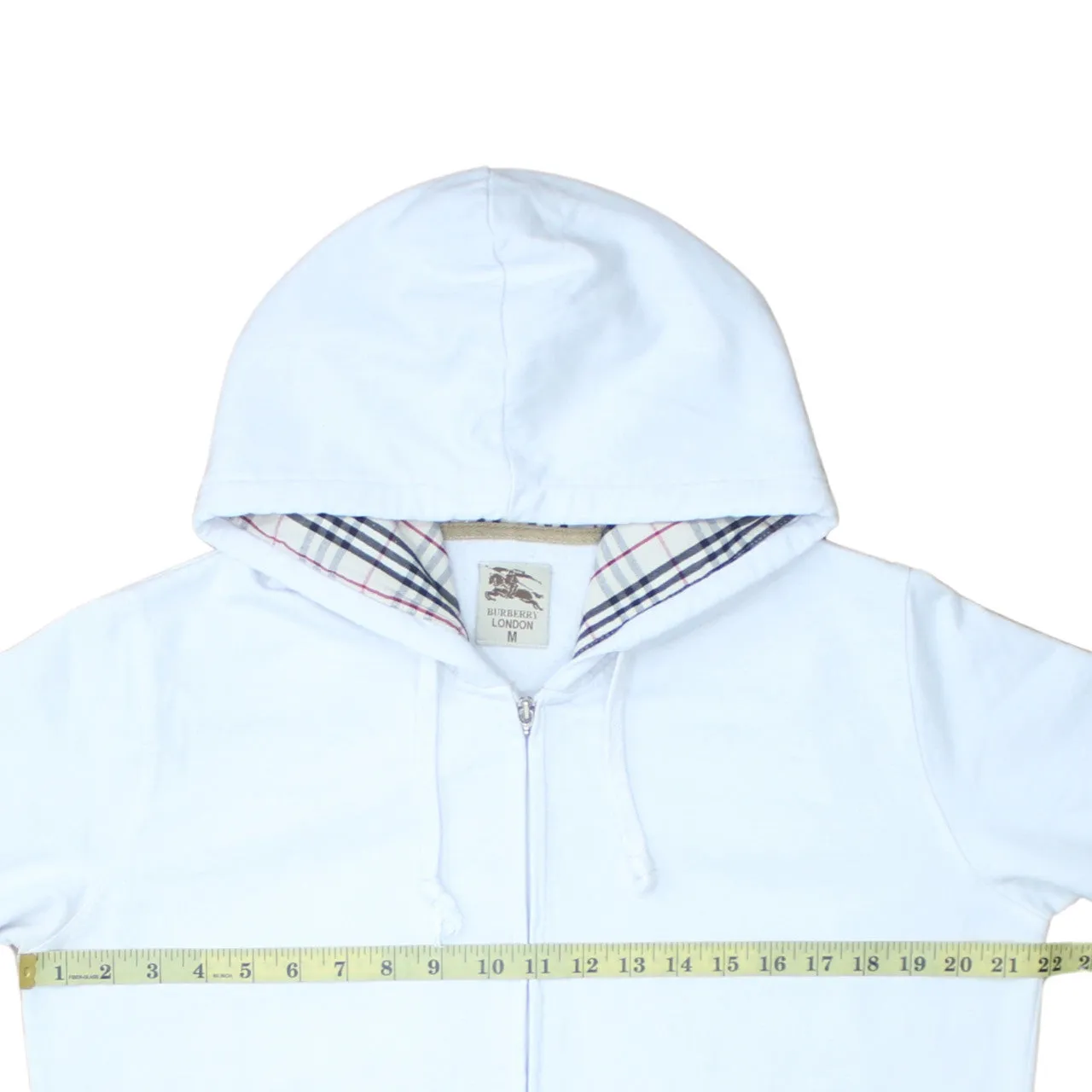 Burberry 90's Plain Full Zip Up Hoodie Medium White sold by Vintage Club product image thumbnail 5