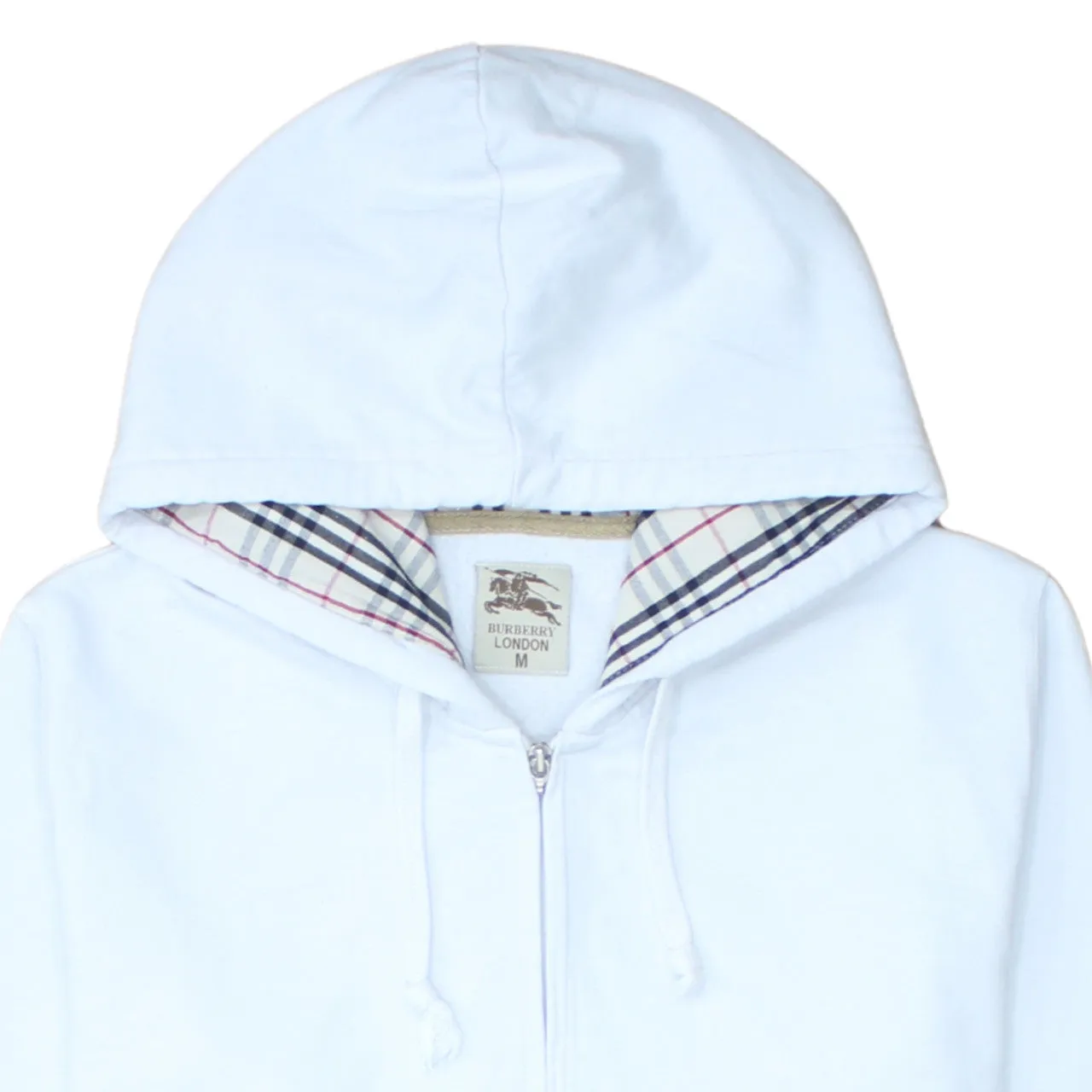 Burberry 90's Plain Full Zip Up Hoodie Medium White sold by Vintage Club product image thumbnail 3