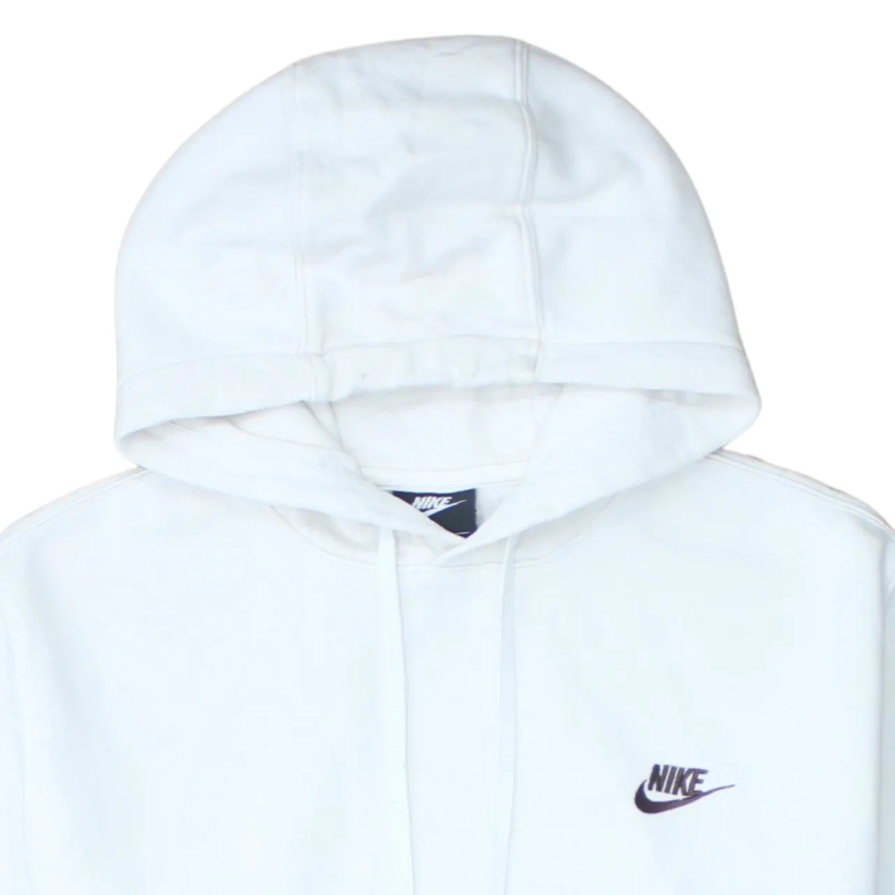 Nike White Hoodie Men’s Medium Embroidered Swoosh Logo Front Pocket Pullover Sweatshirt sold by Vintage Club product image thumbnail 3