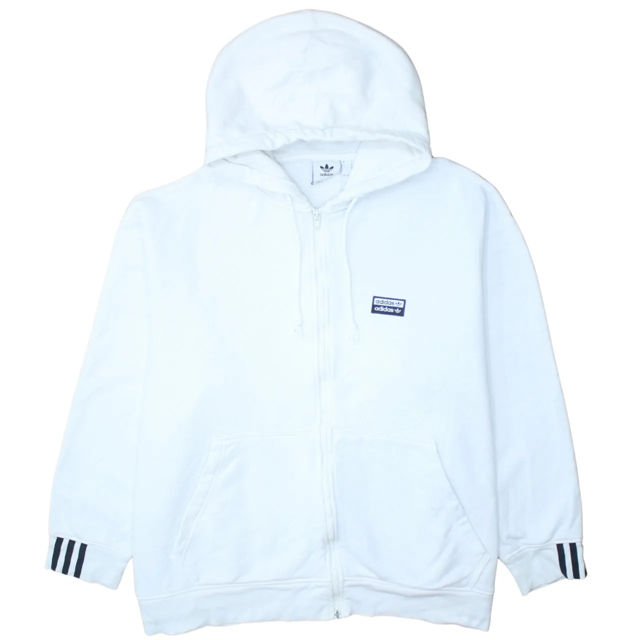Adidas 90's 3 Stripes Cuff Pullover Hoodie XXLarge (2XL) White sold by Vintage Club