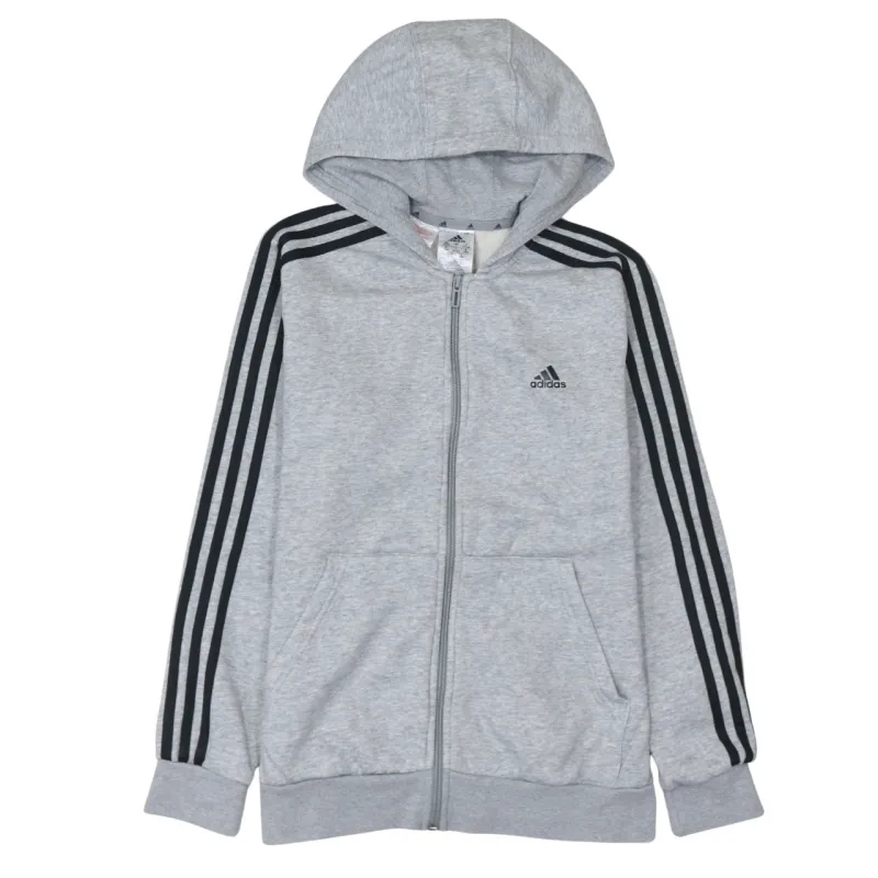 Adidas 90's Striped Sleeve Full Zip Up Hoodie Large Grey sold by Vintage Club