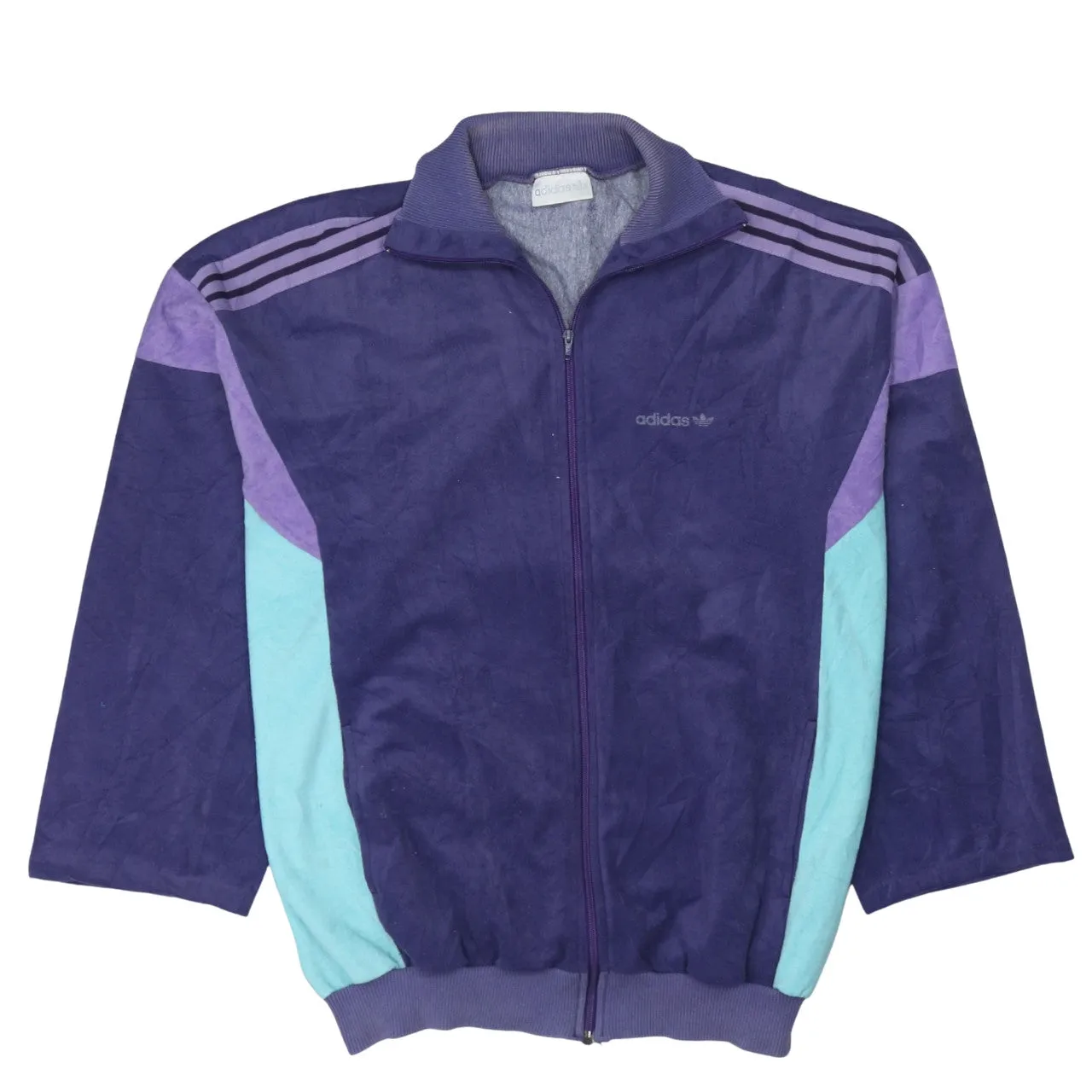 Adidas Purple Colour Block Track Jacket Men's XLarge Full Zip Three Stripe Logo Track Top sold by Vintage Club