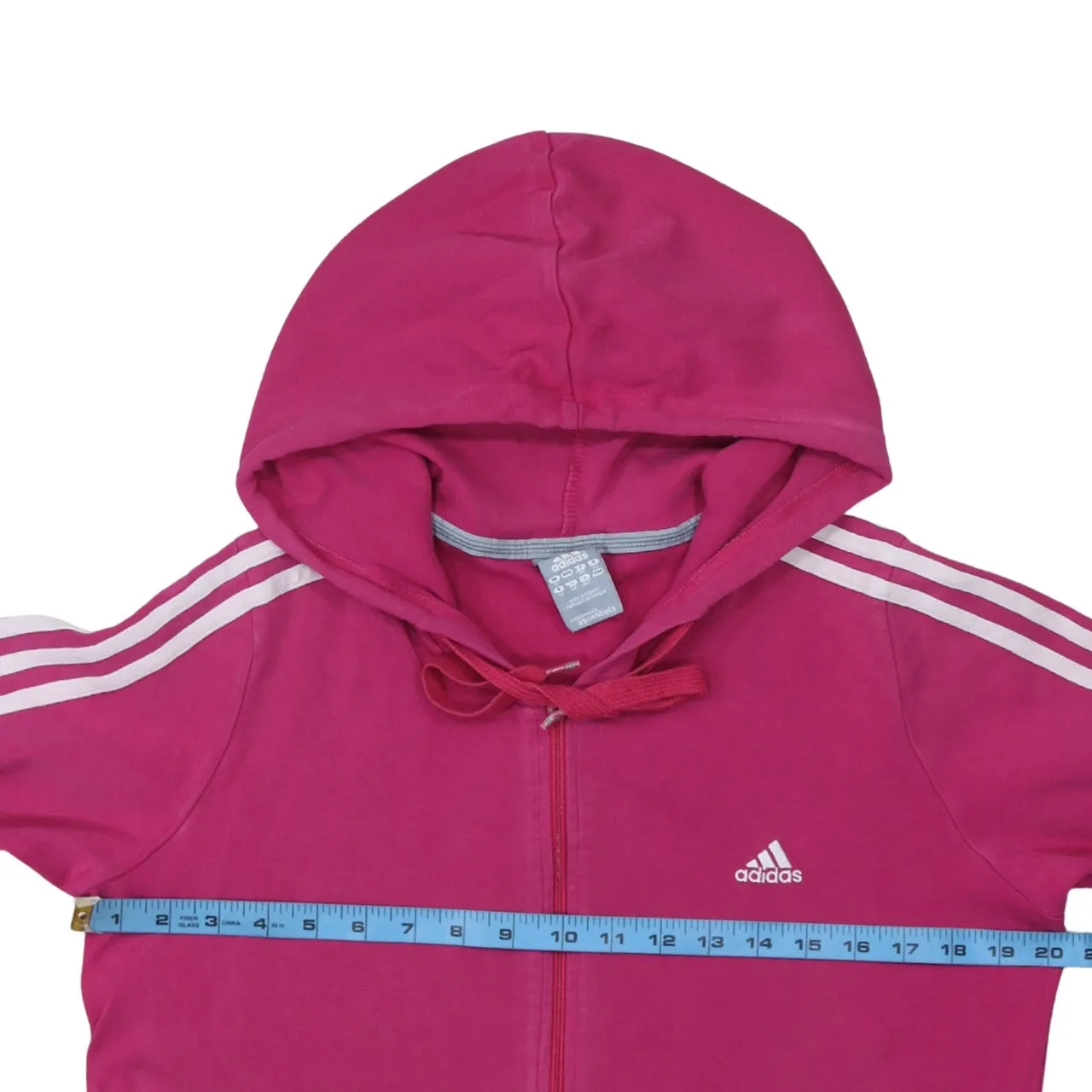 Adidas 90's Striped Sleeve Full Zip Up Hoodie Large Pink sold by Vintage Club product image thumbnail 5