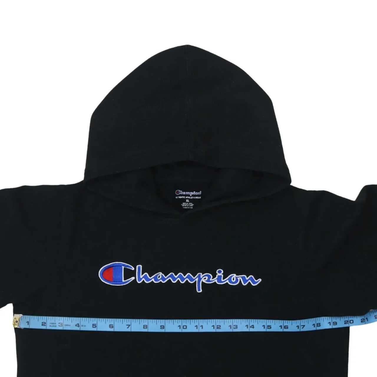 Champion Black Hoodie Women’s XLarge Embroidered Script Logo Front Pocket Fleece Sweatshirt sold by Vintage Club product image thumbnail 5