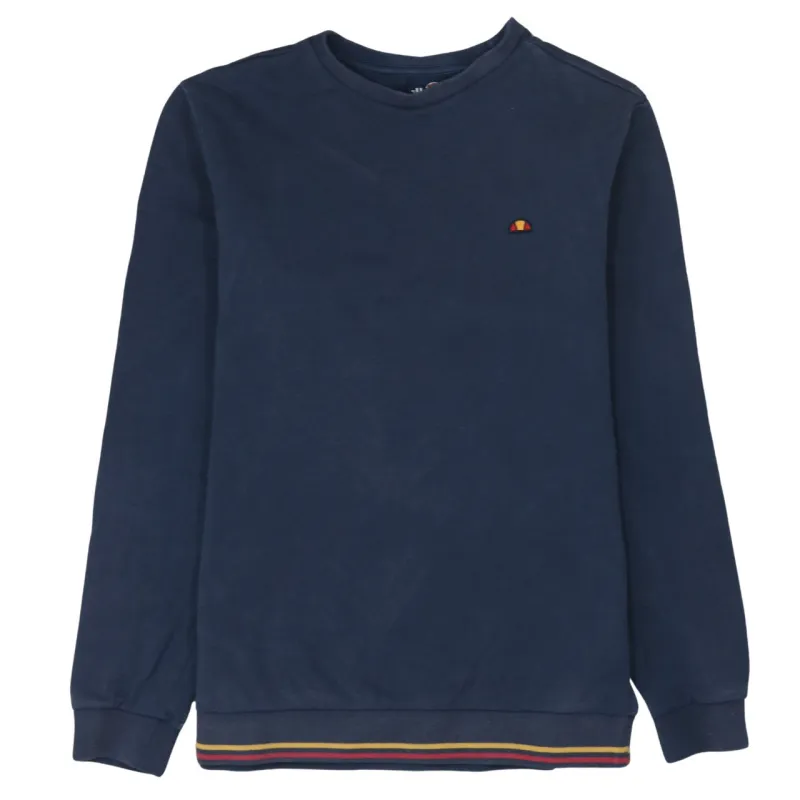 Ellesse Navy Blue Sweatshirt Women's Large Embroidered Chest Logo Stripe Hem Pullover Top sold by Vintage Club