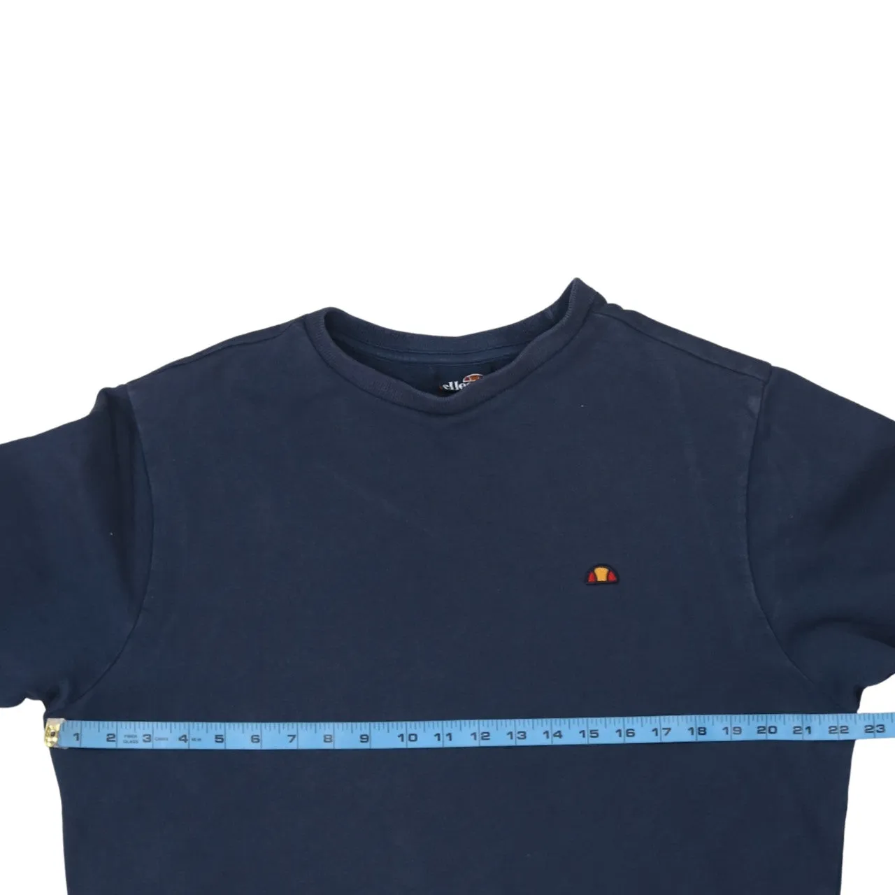 Ellesse Navy Blue Sweatshirt Women's Large Embroidered Chest Logo Stripe Hem Pullover Top sold by Vintage Club product image thumbnail 5