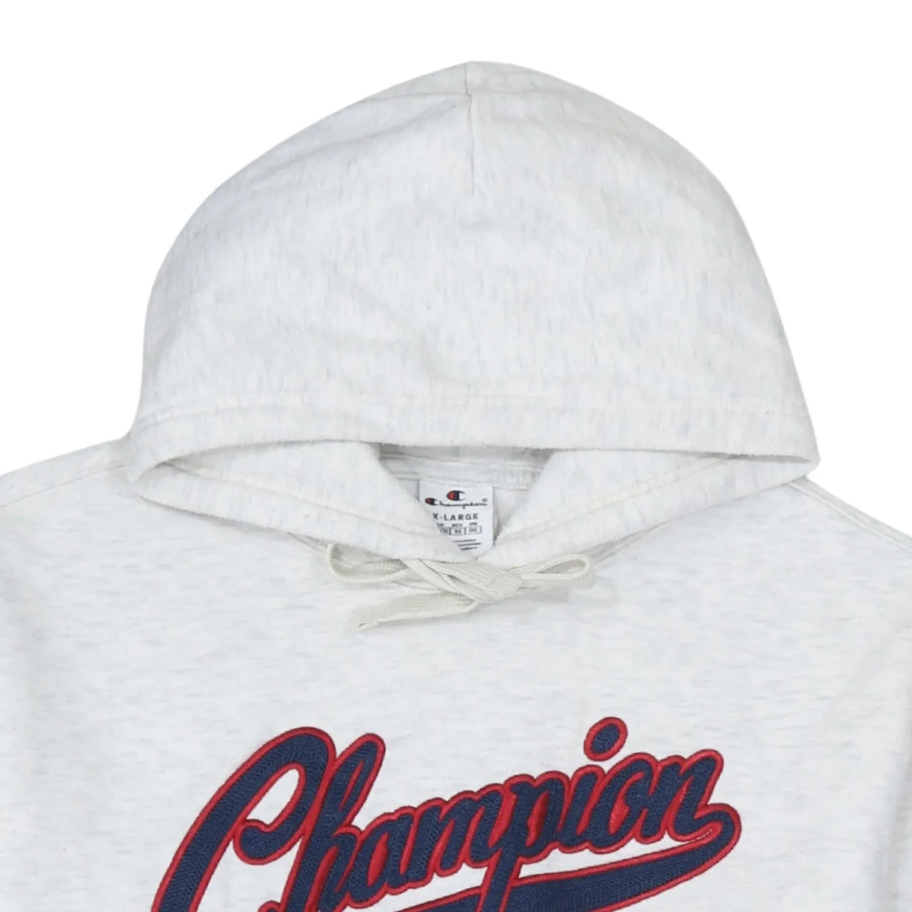 Champion Light Grey Hoodie Women’s XLarge Embroidered Script Logo Front Pocket Pullover Sweatshirt sold by Vintage Club product image thumbnail 3