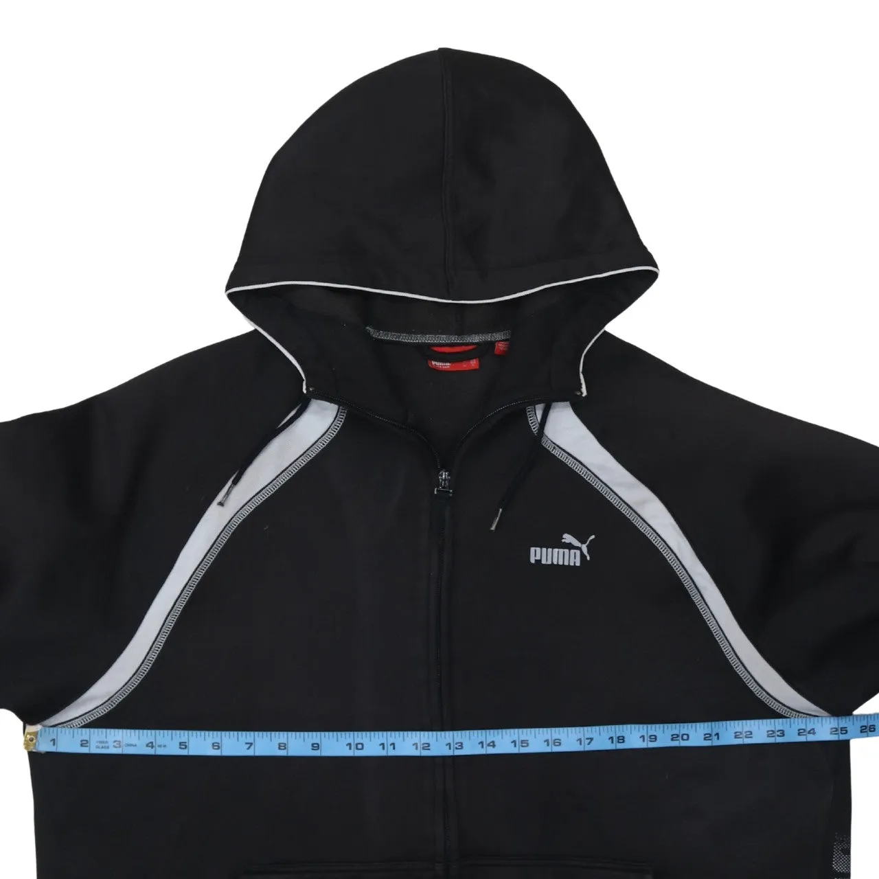 Puma Black Zip Hoodie Women's XLarge Embroidered Logo Contrast Panels Fleece Sweatshirt sold by Vintage Club product image thumbnail 5