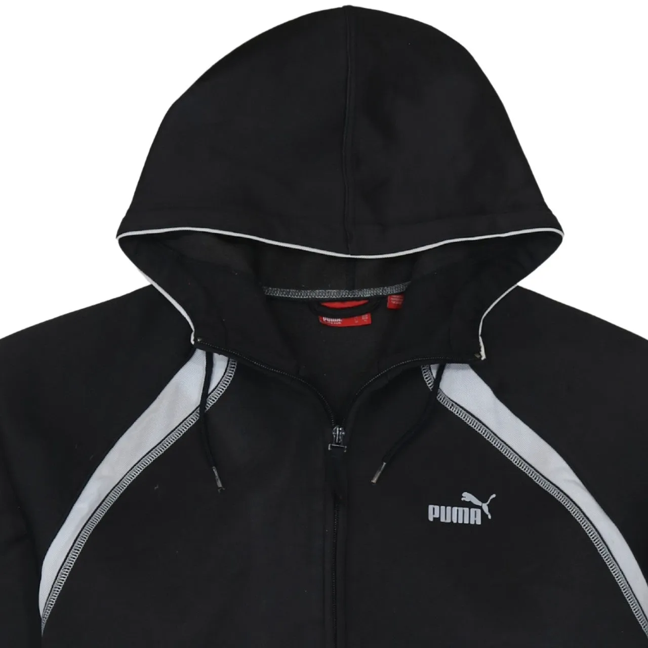 Puma Black Zip Hoodie Women's XLarge Embroidered Logo Contrast Panels Fleece Sweatshirt sold by Vintage Club product image thumbnail 3