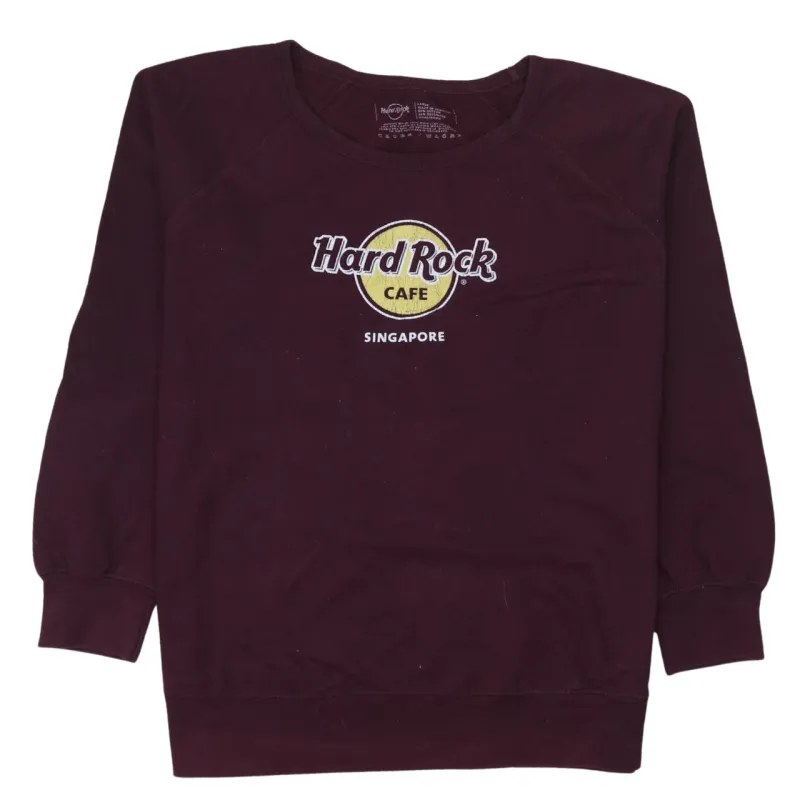 Hard Rock Cafe Burgundy Red Sweatshirt Women's Large Embroidered Singapore Logo Pullover Top sold by Vintage Club