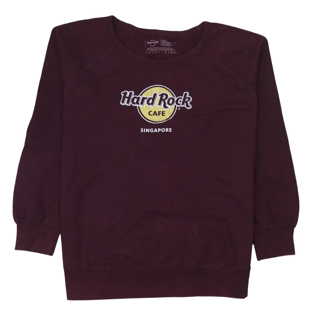 Hard Rock Cafe Burgundy Red Sweatshirt Women's Large Embroidered Singapore Logo Pullover Top sold by Vintage Club