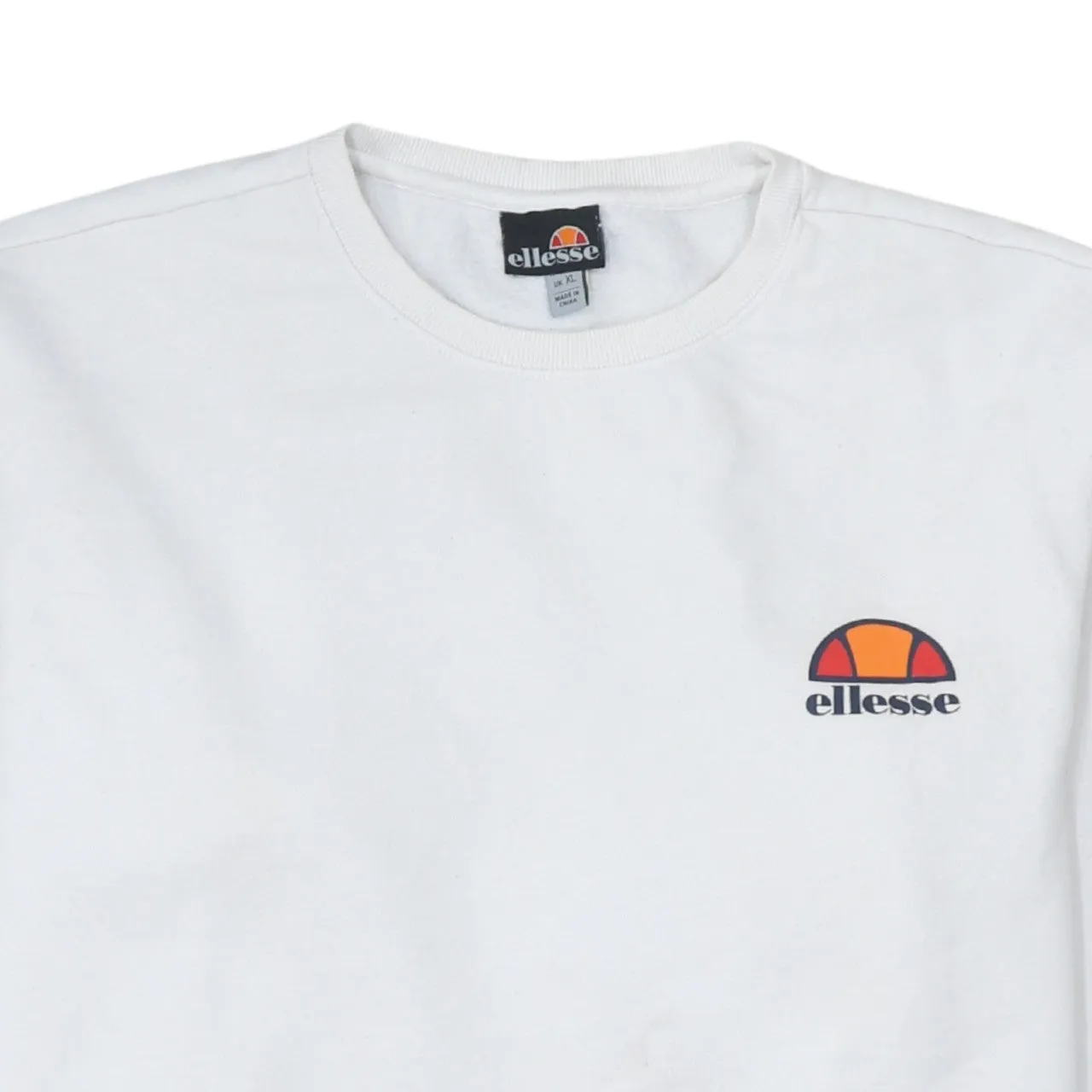 Ellesse White Sweatshirt Women's XLarge Embroidered Chest Logo Ribbed Cuffs Crewneck Pullover sold by Vintage Club product image thumbnail 3