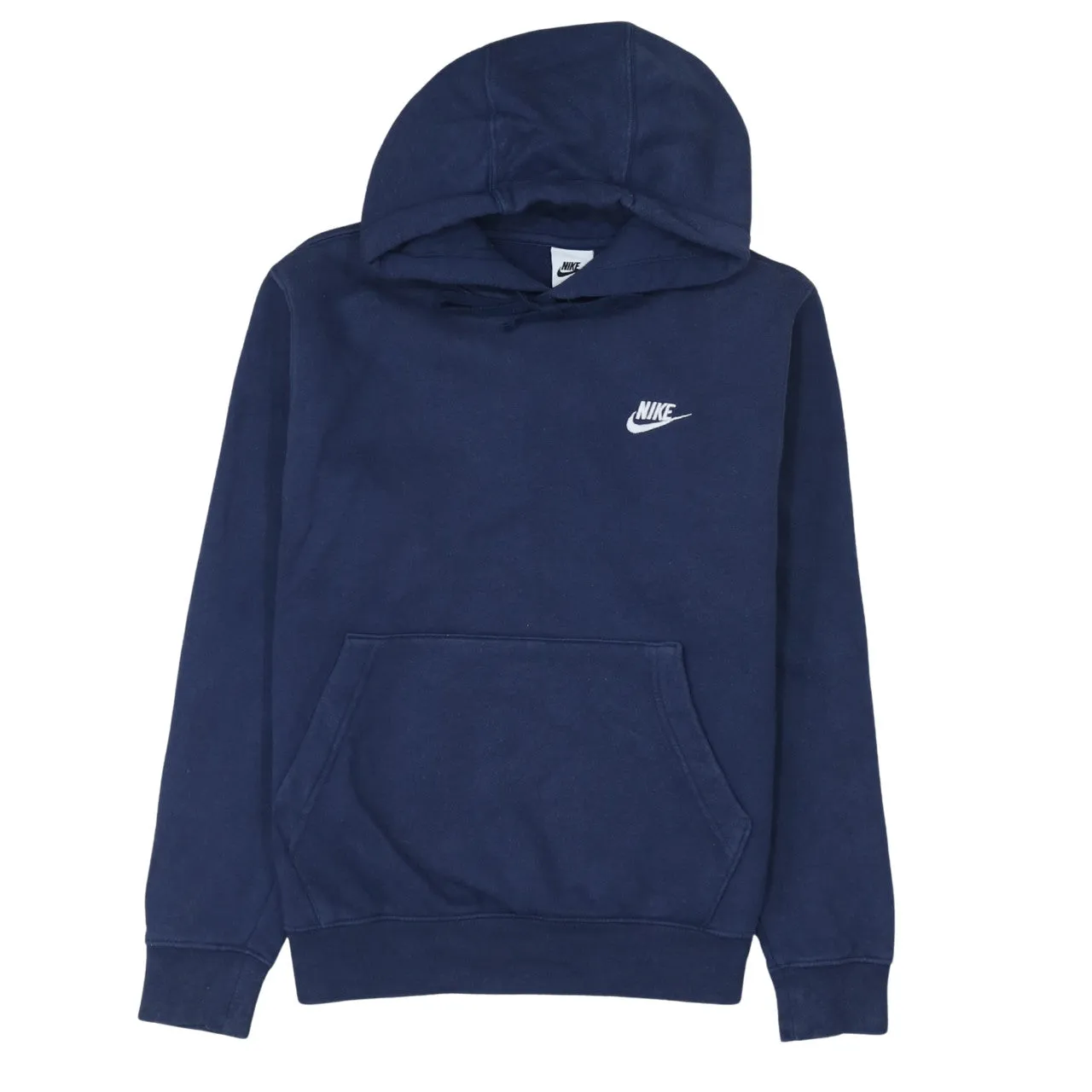 Nike Navy Blue Hoodie Men's Small Embroidered Swoosh Logo Front Pocket Pullover Sweatshirt sold by Vintage Club
