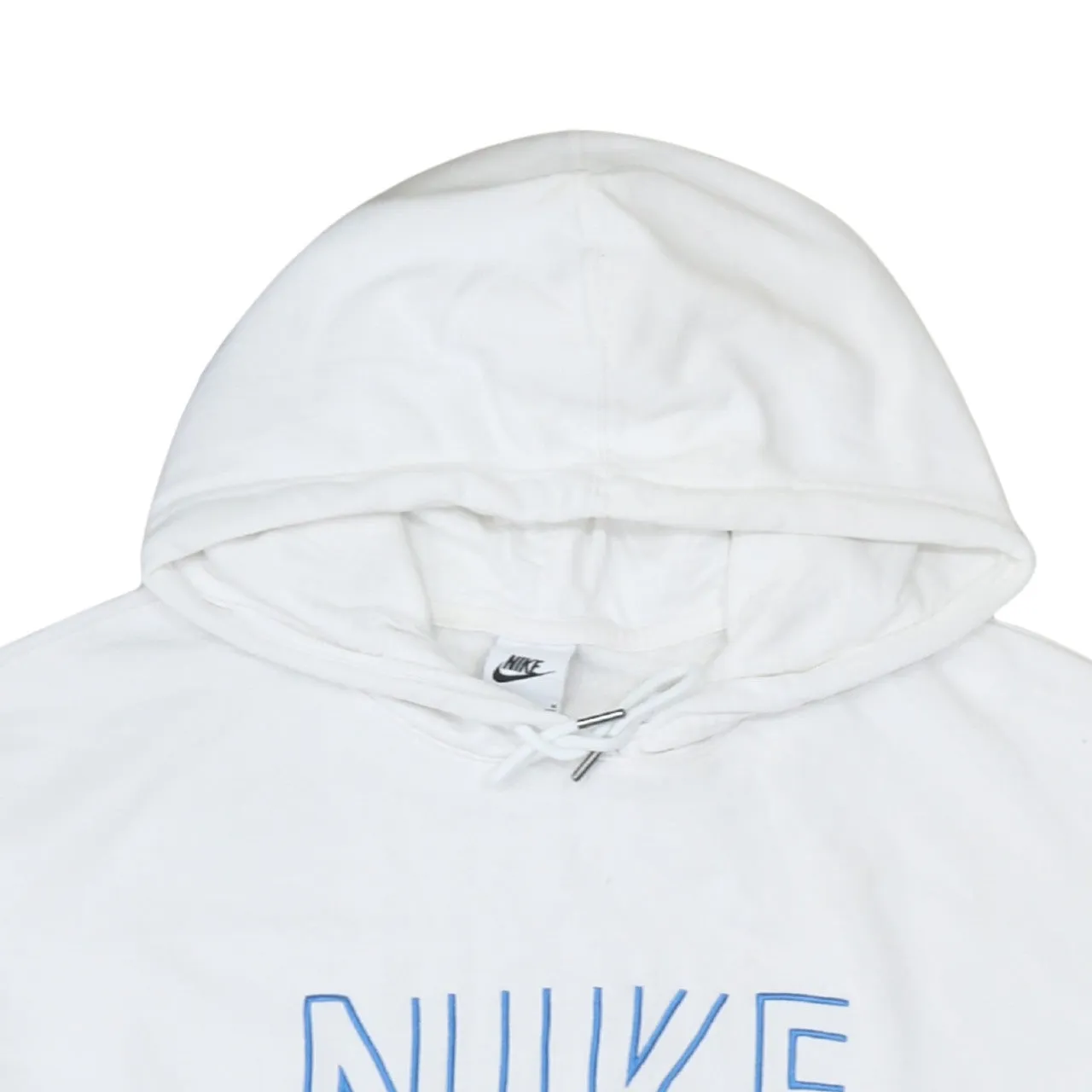 Nike White Hoodie Men's Medium Blue Outline Logo Front Pocket Pullover Sweatshirt sold by Vintage Club product image thumbnail 3