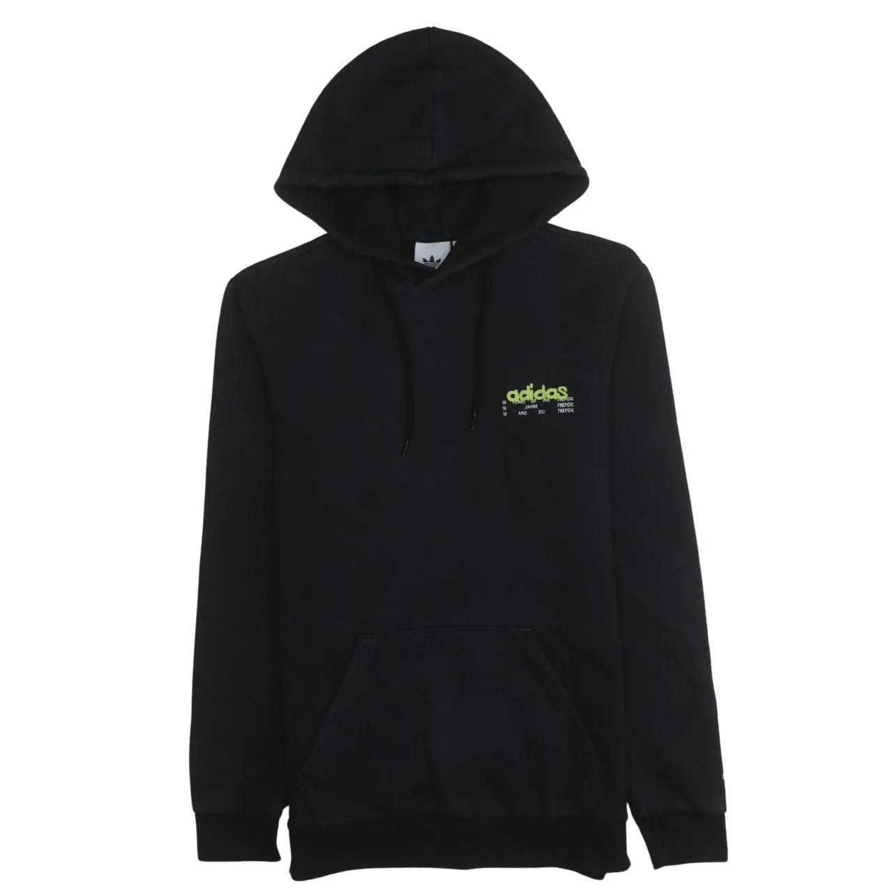 Adidas 90's Drawstring Pockets Pullover Hoodie Small Black sold by Vintage Club