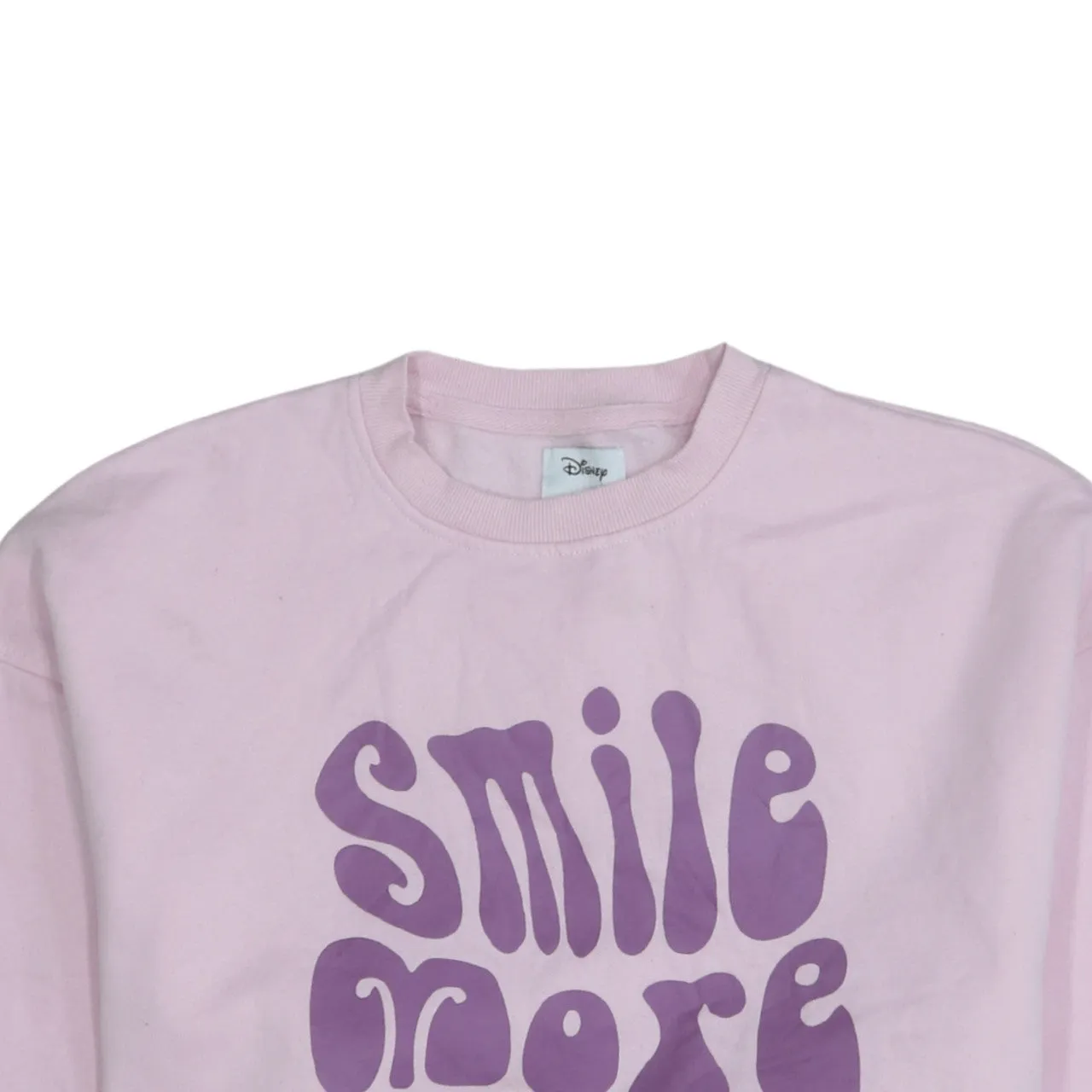 Disney Pink Sweatshirt Women's XSmall Printed Smile More Worry Less Graphic Pullover Top sold by Vintage Club product image thumbnail 3