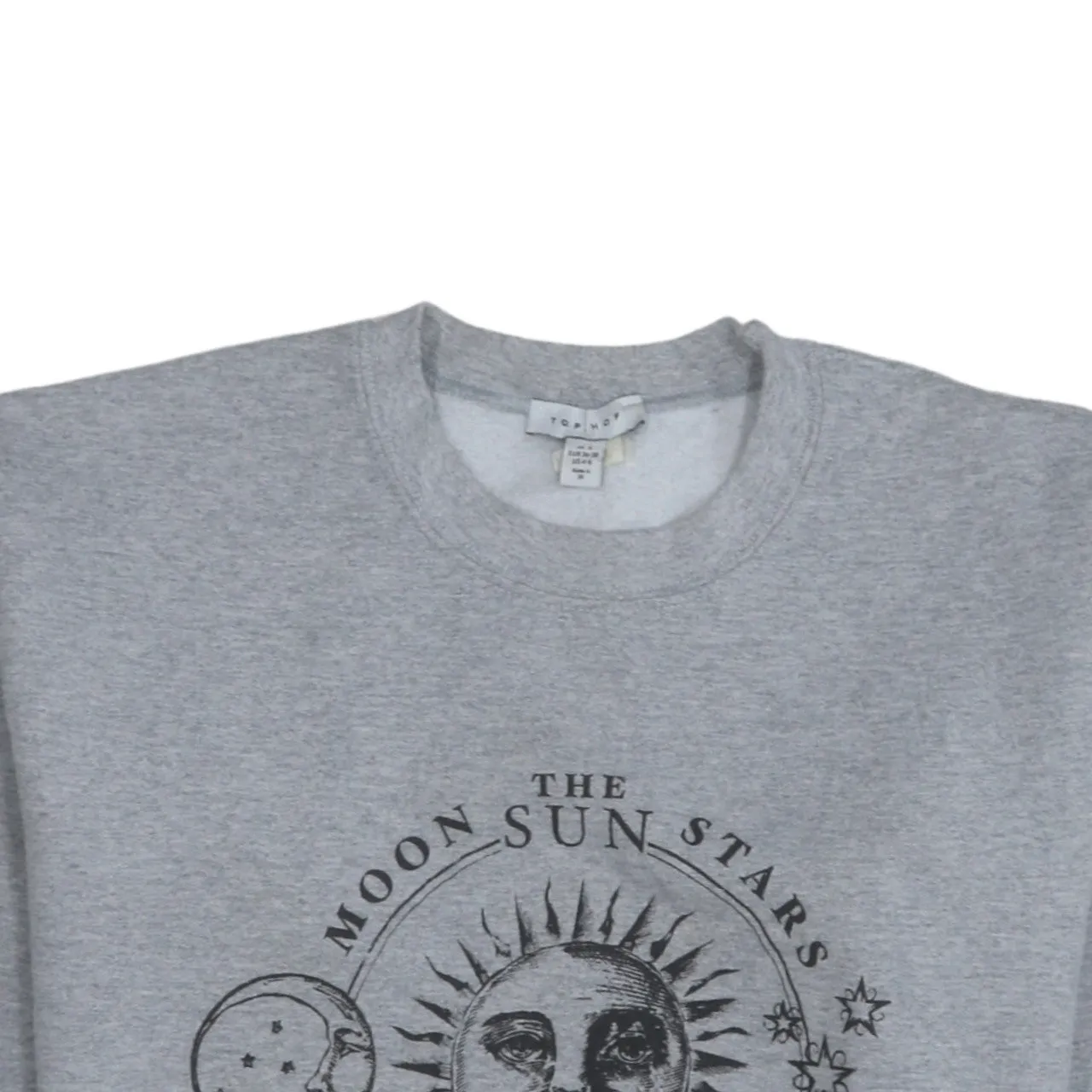 Topshop Grey Sweatshirt Women's Small Moon Sun Stars Graphic Printed Fleece Pullover Jumper sold by Vintage Club product image thumbnail 3