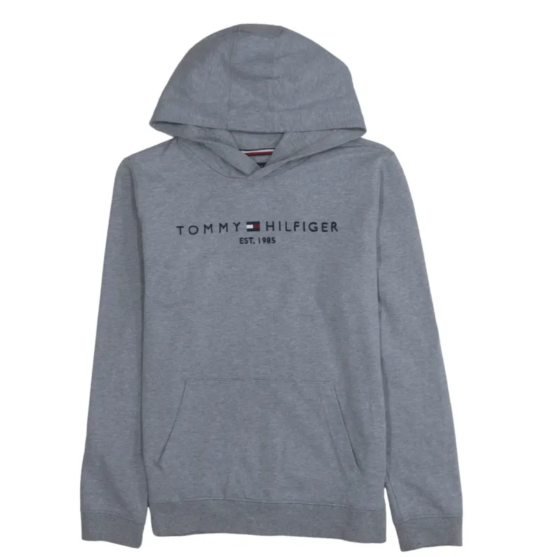 Tommy Hilfiger Grey Hoodie Men's Small Embroidered Logo Front Pouch Pullover Sweatshirt made by Tommy Hilfiger