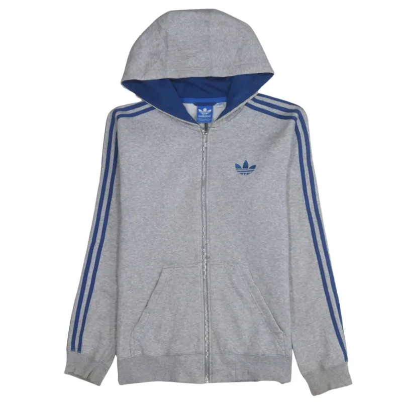 Adidas 90's Striped Sleeve Full Zip Up Hoodie Small Grey sold by Vintage Club