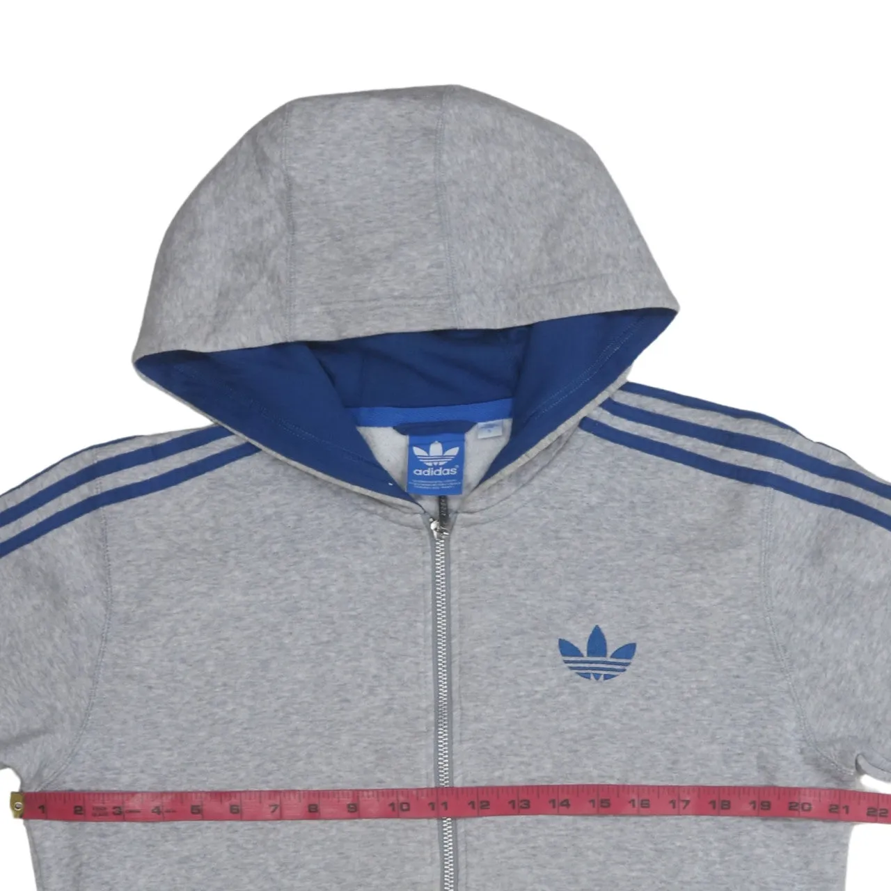 Adidas 90's Striped Sleeve Full Zip Up Hoodie Small Grey sold by Vintage Club product image thumbnail 5