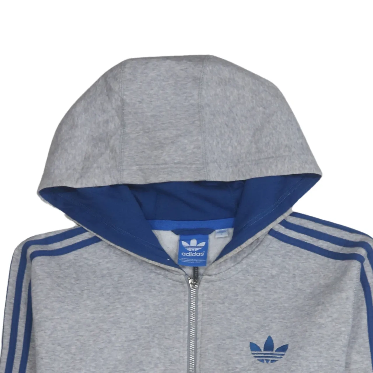 Adidas 90's Striped Sleeve Full Zip Up Hoodie Small Grey sold by Vintage Club product image thumbnail 3