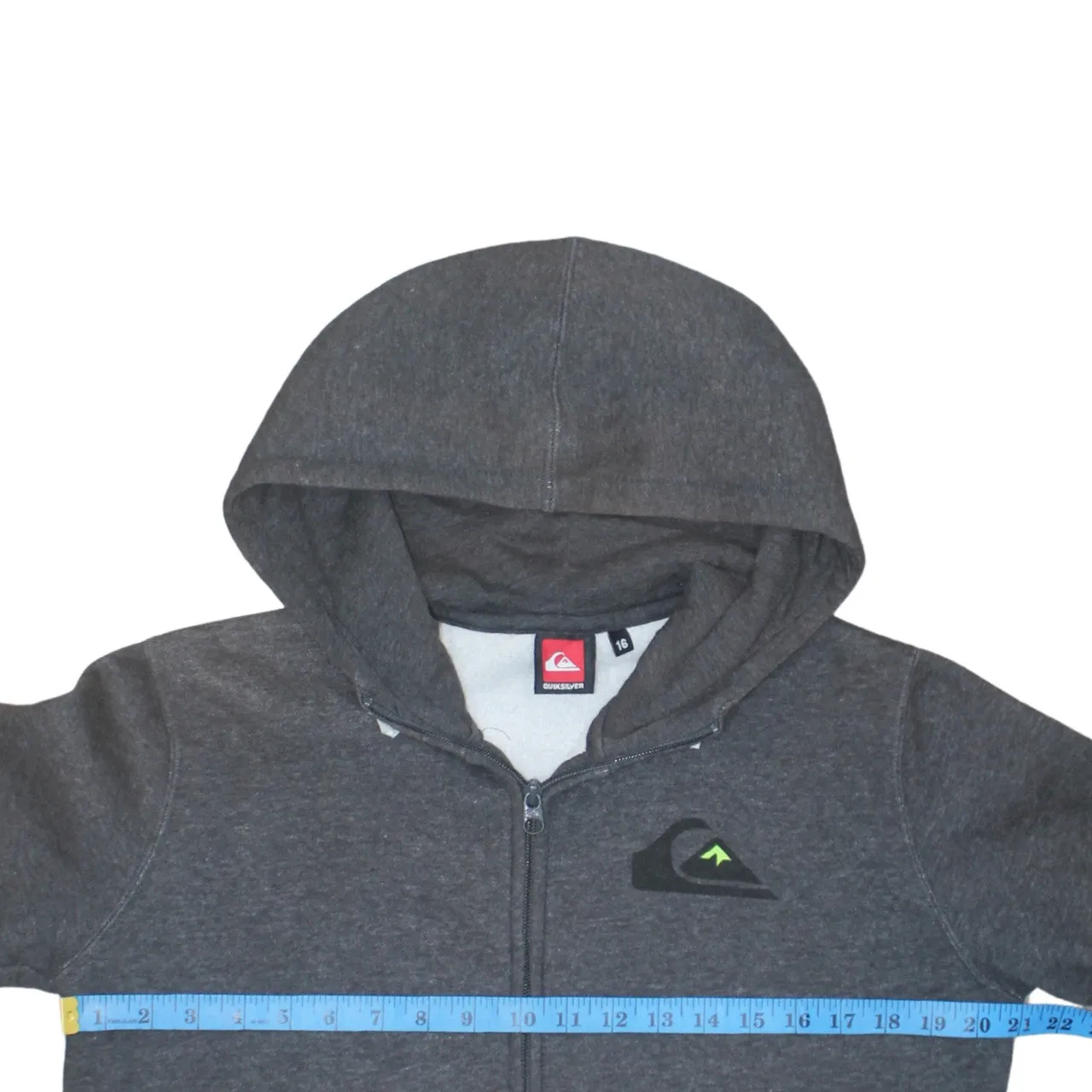 Quiksilver Charcoal Grey Zip Hoodie Women's Medium Embroidered Logo Pockets Fleece Sweatshirt sold by Vintage Club product image thumbnail 5